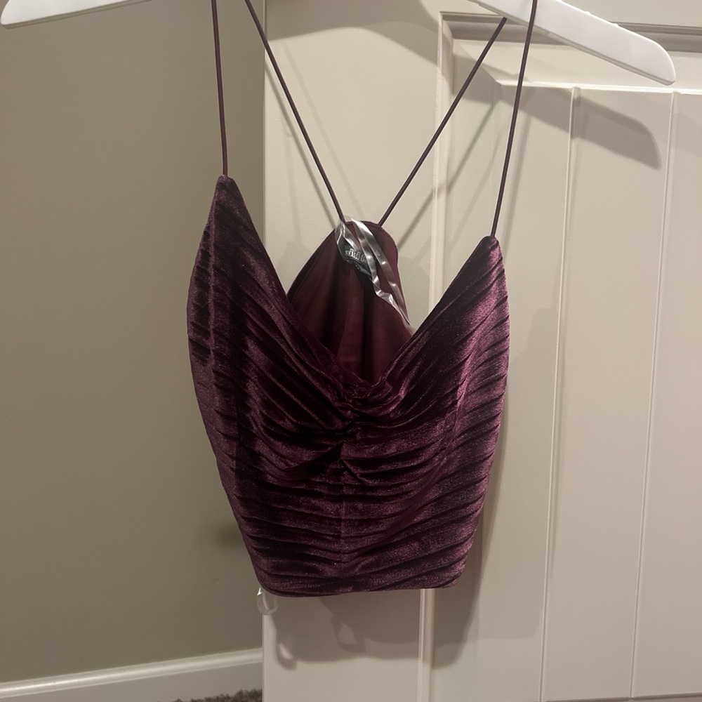 Wild Fable Velvet Crop Top in Deep Purple